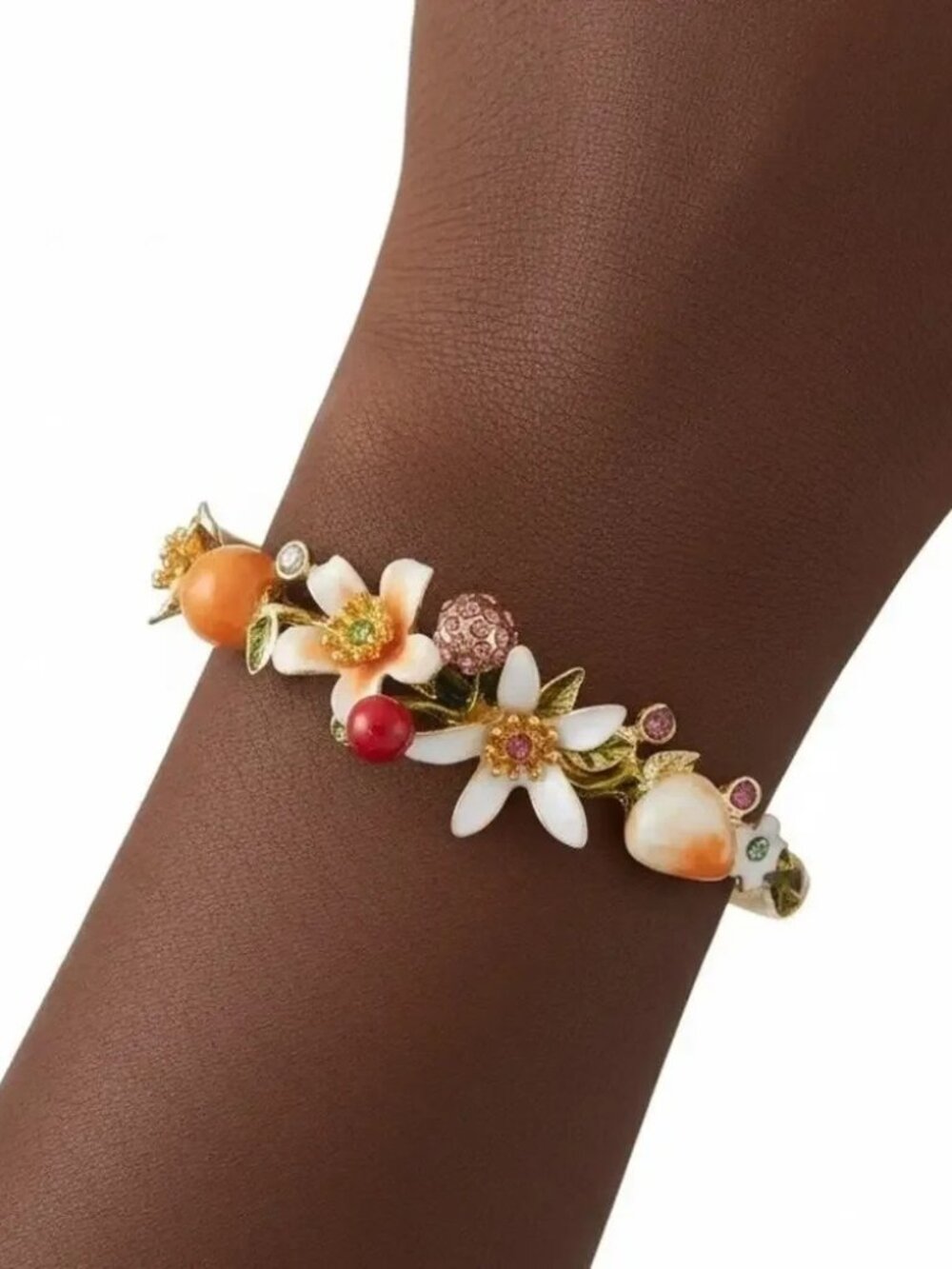 Flower Fruit Bracelet Berry Leaf Boho Statement French VTG Fold Floral Designer